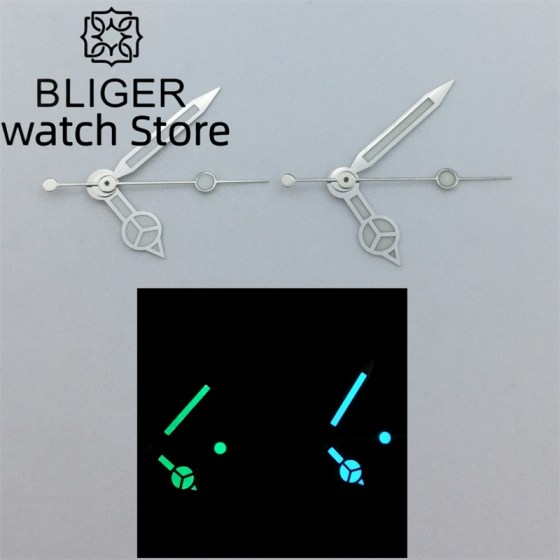 BLIGER Green/Blue Luminous Watch Hands Fit ETA 2836 2824 Miyota 8205 8215 821A Mingzhu DG 2813 3804 NH35 NH36 Movement