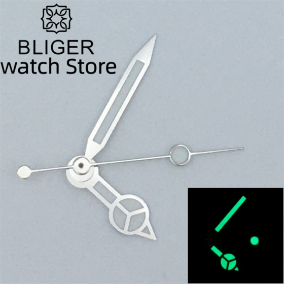 BLIGER Green/Blue Luminous Watch Hands Fit ETA 2836 2824 Miyota 8205 8215 821A Mingzhu DG 2813 3804 NH35 NH36 Movement