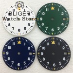 BLIGER Watch Dial 29mm Pilot Style Black Green White Dial C3 Green Luminous Fits ETA2824 2836 PT5000 MIYOTA DG Mingzhu Movement