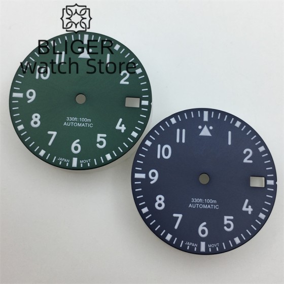 BLIGER 29mm watch dial Black White Blue green dial luminous NH35 NH36 MIYOTA 8215 MINGZHU2813 PT5000 ETA2824 2836 movement