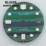 BLIGER Dial 29mm Super Green All Luminous Wavy Dial Fits NH35 NH36 Movement