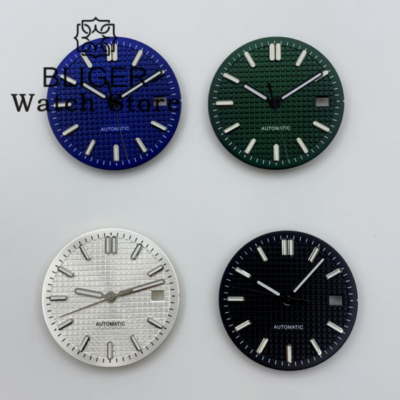 BLIGER NH35 31mm Watch Dial and Hand Set Green Luminous Fit NH35 NH36 PT5000 ETA 2836 2824 Mingzhu DG Miyota Movement
