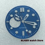 BLIGER 30.8mm Black/White/Blue Water Ripple Skeleton Dial and Hands for NH39 Movement Mechanical Watch Accessories