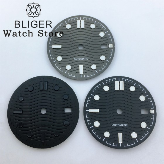 BLIGER 31mm Black Blue Green Silver Watch Dial C3 Luminous Fit NH35 NH36 Movement