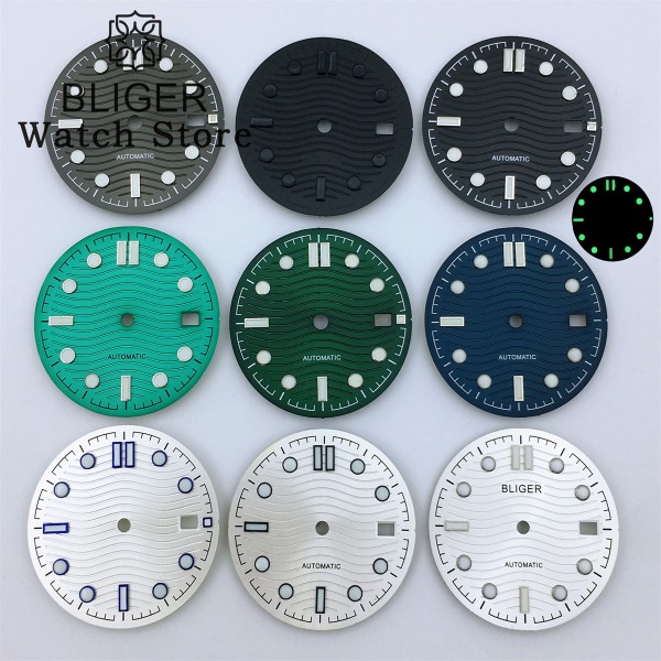 BLIGER 31mm Black Blue Green Silver Watch Dial C3 Luminous Fit NH35 NH36 Movement