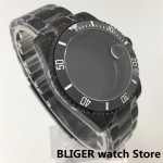 BLIGER 40mm 43mm PVD Black Watch Case Ceramic Bezel Sapphire Glass Fits NH34 NH35 NH36 ETA2824 2836 PT5000 DG Miyota Movement