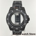 BLIGER 40mm 43mm PVD Black Watch Case Ceramic Bezel Sapphire Glass Fits NH34 NH35 NH36 ETA2824 2836 PT5000 DG Miyota Movement