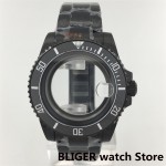 BLIGER 40mm 43mm PVD Black Watch Case Ceramic Bezel Sapphire Glass Fits NH34 NH35 NH36 ETA2824 2836 PT5000 DG Miyota Movement