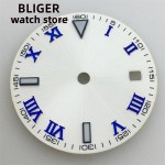 BLIGER 29MMblackbluewhite aseptic Roman numeral dial for 2836/2824 2813/3804Miyota Series 82 movement 39-41mmcase green luminous