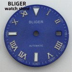 BLIGER 29MMblackbluewhite aseptic Roman numeral dial for 2836/2824 2813/3804Miyota Series 82 movement 39-41mmcase green luminous