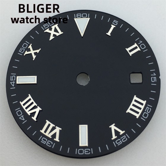 BLIGER 29MMblackbluewhite aseptic Roman numeral dial for 2836/2824 2813/3804Miyota Series 82 movement 39-41mmcase green luminous