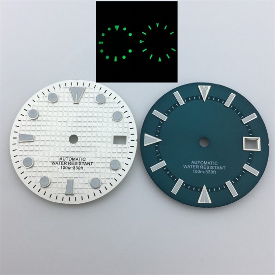 BLIGER 29mm White Blue Dial C3 Luminous NH35 NH36 Movement 3 O'Clock 3.8 Clock Crown