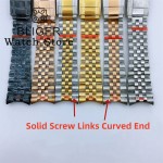 BLIGER 20mm 904L Steel Jubilee Middle Gold Two Tone Wrist Watch Strap Bracelet Solid Screw Links Curved End 904L Bracelet