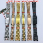BLIGER 20mm 904L Steel Jubilee Middle Gold Two Tone Wrist Watch Strap Bracelet Solid Screw Links Curved End 904L Bracelet