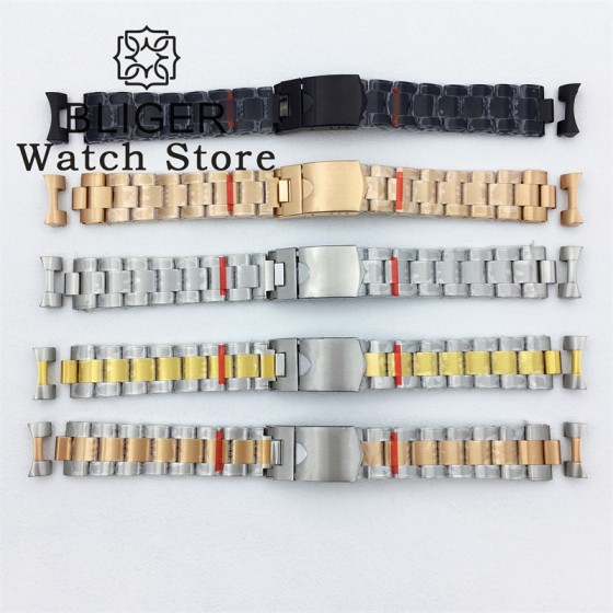 BLIGER 20mm 904L Solid Stainless Steel Bracelet silver Black Rose gold Strap Fits 39mm BB58 Watch Case