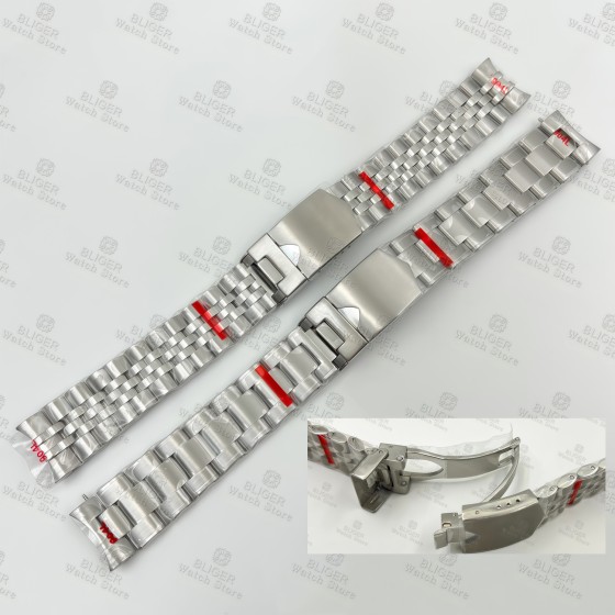 BLIGER 20mm 904L Solid Stainless Steel Bracelet Silver Strap Fits 39mm 40mm BB58 Watch Case