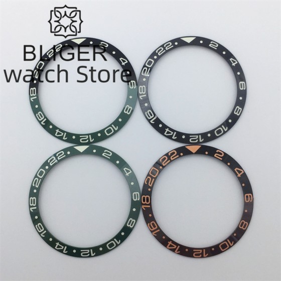 BLIGER 34mm X 28.7mm / 35.4mm X 29.2mm Black Blue Green Blue Red Black Red Ceramic Luminous Bezel for SUB 36mm / 38mm Cases