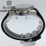 Bliger 41mm quartz men's Watch black rubber with white dial Vk63 movement Multi-function full chronograph watch