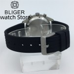 Bliger 41mm quartz men's Watch black rubber with white dial Vk63 movement Multi-function full chronograph watch