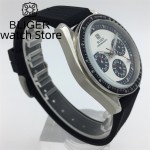 Bliger 41mm quartz men's Watch black rubber with white dial Vk63 movement Multi-function full chronograph watch