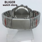 BLIGER 41mm quartz chronograph Fashion sapphire glass Men's VK63 movement black dial stainless steel polished