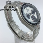 BLIGER 40mm Speed Chronograph Quartz Watch For Men VK63 Movement Automatic Date Stainless Steel Bracelet