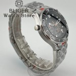 BLIGER 41mm VK63 Chronograph Quartz Watch For Men Blakc Blue Green Dial With C3Luminous Sapphire Glass Ceramic Bezel Steel Strap