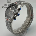 BLIGER 41mm VK63 Chronograph Quartz Watch For Men Blakc Blue Green Dial With C3Luminous Sapphire Glass Ceramic Bezel Steel Strap