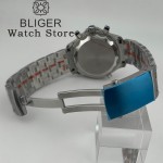 BLIGER 41mm VK63 Chronograph Quartz Watch For Men Blakc Blue Green Dial With C3Luminous Sapphire Glass Ceramic Bezel Steel Strap