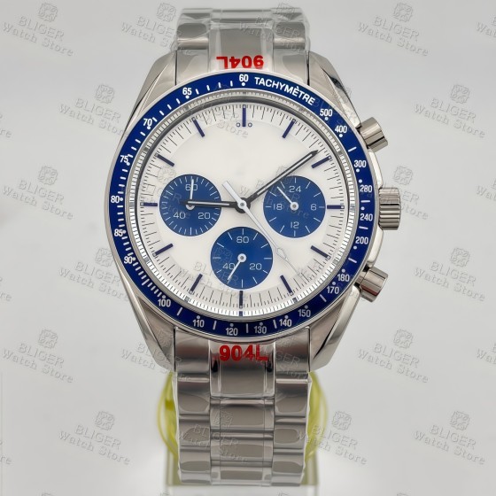 BLIGER 41mm Chronograph Multifunction Quartz Moon Watch For Men VK63 Movement Waterproof Sport Stainless Steel Clock Relogio