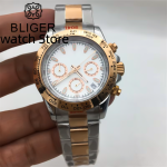 BLIGER 39mm Men's Sports Quartz chronograph Watches VK63 Movement Sapphire Glass Stainless Steel Waterproof Chronograph