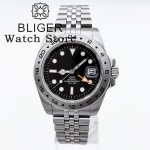 BLIGER 39mm Ronda 515 Quartz Watch For Men Black White Dial luminous 24 Hour GMT Bezel Stainless Case Sapphire glass GMT Hand