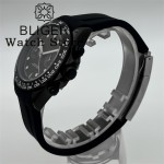 BLIGER 39mm Black Dial VK64 Moon Quartz Chronograph Watch For Men 5 Hand 6 O'clock Date Waterproof Sapphire Crystal Rubber Strap