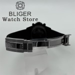 BLIGER 39mm Black Dial VK64 Moon Quartz Chronograph Watch For Men 5 Hand 6 O'clock Date Waterproof Sapphire Crystal Rubber Strap