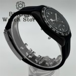 BLIGER 39mm Black Dial VK64 Moon Quartz Chronograph Watch For Men 5 Hand 6 O'clock Date Waterproof Sapphire Crystal Rubber Strap