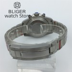 BLIGER 39mm VK63 Motion Multifunctional Time Meter Quartz Men's Watch Commercial Sapphire glass Black white dial luminous inde