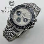 BLIGER 39mm VK63 Quartz Multi-Function Chronograph Watch For Men Gray Dial Black Bezel Sapphire Glass Luminous Waterproof Watch