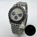 BLIGER 39mm VK63 Quartz Multi-Function Chronograph Watch For Men Gray Dial Black Bezel Sapphire Glass Luminous Waterproof Watch
