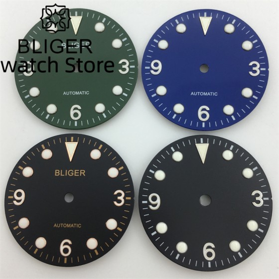 BLIGER 29.2mm Dial Green Glow suitable for NH34 NH35 NH36 miyota8215 DG2813 ETA2824 2836 PT5000 automatic movement