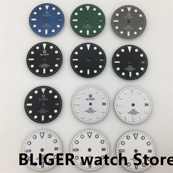 BLIGER Watch parts 29mm sterile dial NH34A NH34GMT DG3804 NH35 NH36 ETA2824 PT5000 Miyota Mingzhu2813 Automatic movement
