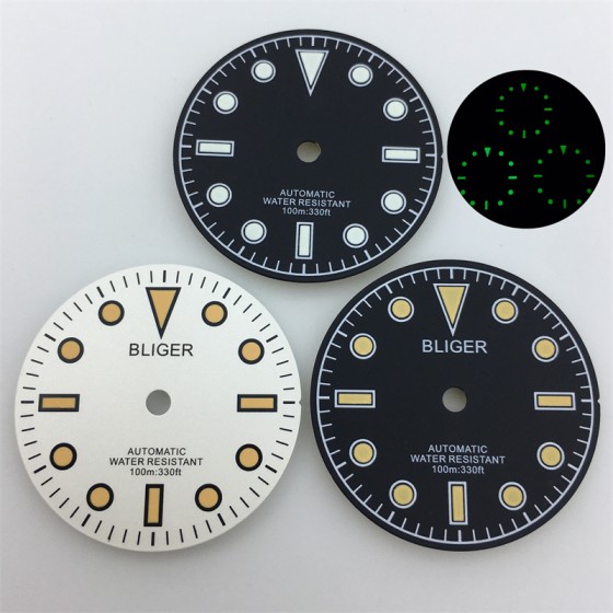 BLIGER new 29mm Retro dial White orange Yellow scale C3 luminous Fits NH34 NH35 NH36 ETA 2836 PT5000 Miyota DG series movement