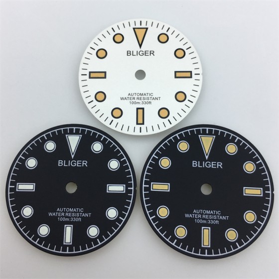 BLIGER new 29mm Retro dial White orange Yellow scale C3 luminous Fits NH34 NH35 NH36 ETA 2836 PT5000 Miyota DG series movement