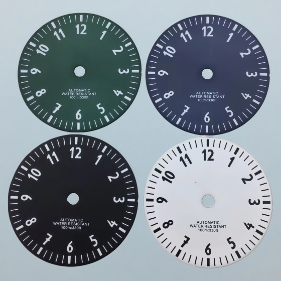 29mm Pilot Style Watch Dial Black Blue Green White Dial C3 Green Luminous Fits NH35 NH36 Miyota DG ETA2824 36 PT5000 Movement