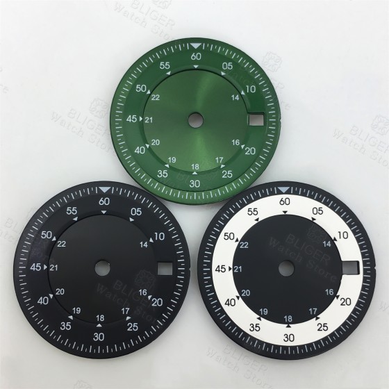 BLIGER 28.5mm Sterile Watch Dial Black Green White Dial Fit ETA2824 2836 PT5000 Miyota8215 821A Mingzhu DG2813 3804 Movement