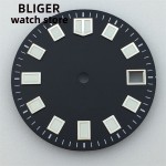 BLIGER 29mm NH35 Watch Dial Black Green Blue Dial Green luminous Suitable For NH35 NH36 NH38 movements