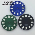 BLIGER 29mm NH35 Watch Dial Black Green Blue Dial Green luminous Suitable For NH35 NH36 NH38 movements