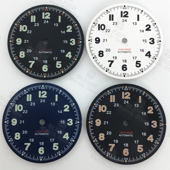 BLIGER 29mm Classics Sterile Pilot Watch Dial Part for NH35/36 SKX ETA PT5000 Miyota Mingzhu DG ST2130 Movement