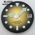 29mm blue yellow date watch dial hands green glow-in-the-dark suitable for NH35 automatic movement