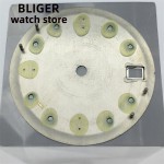 29mm blue yellow date watch dial hands green glow-in-the-dark suitable for NH35 automatic movement