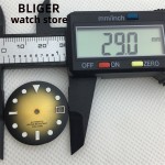 29mm blue yellow date watch dial hands green glow-in-the-dark suitable for NH35 automatic movement